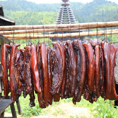 湘西腊肉农家自制 正宗柴火烟熏土猪后腿肉 湖南特产腊味500g